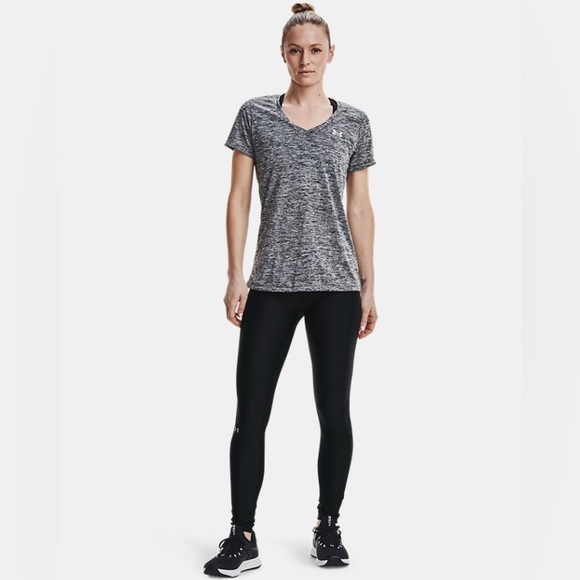 NWT Women's Under Armour HeatGear TechTwist V-Neck Gray/Black SZ Medium - Picture 3 of 9